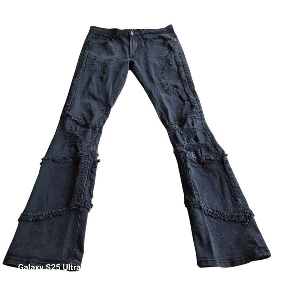 Makobi mens Sz 34X36 black Gianos stacked jeans - Picture 3 of 9